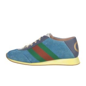 ISO 36.5 (size 6.5) Gucci Womens Rocket Blue Suede Sneakers